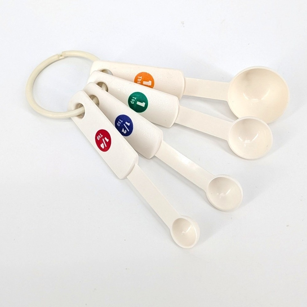 OXO Good Grips Measuring Spoons Set White Plastic Color Coded 4 Piece Set